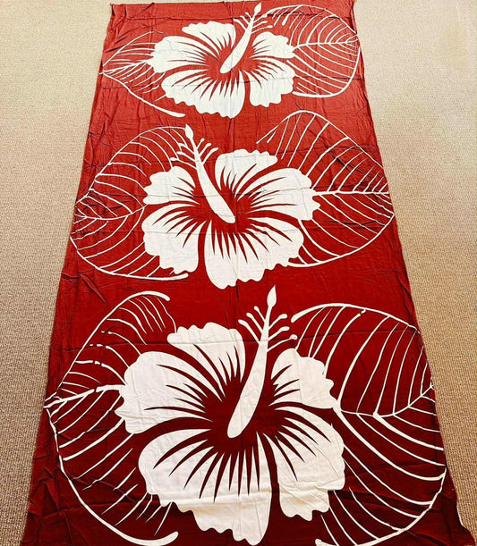 Poly Lavalava - Maroon Hibiscus